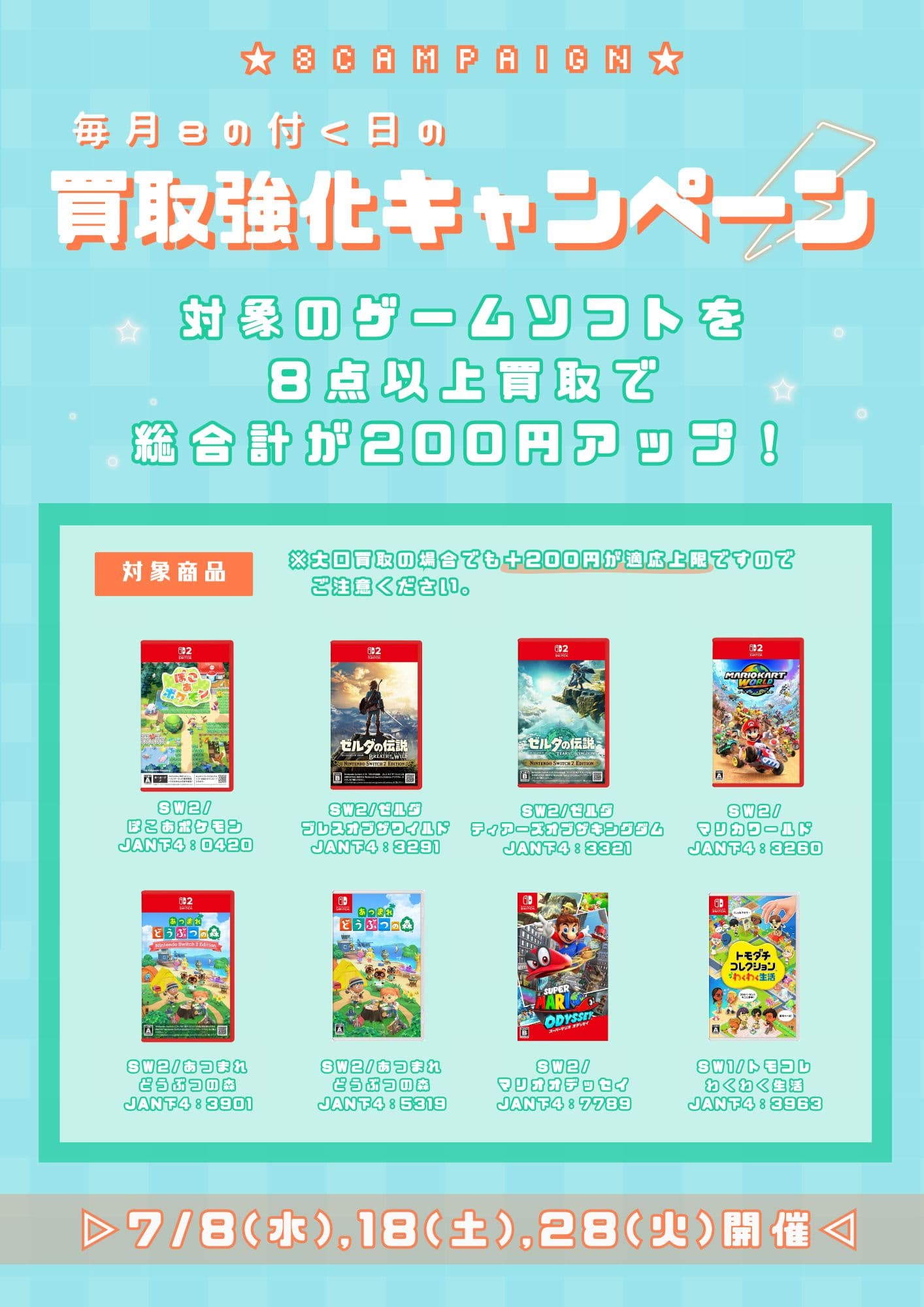 ８の付く日のキャンペーン